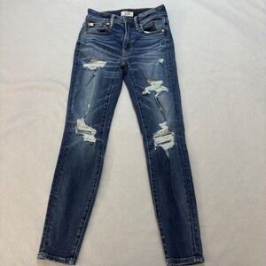 American Eagle 77 New York High Rise Jegging Denim Distressed Skinny Jeans 00